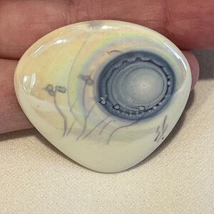 Vintage Handmade Ceramic Brooch Abstract Design